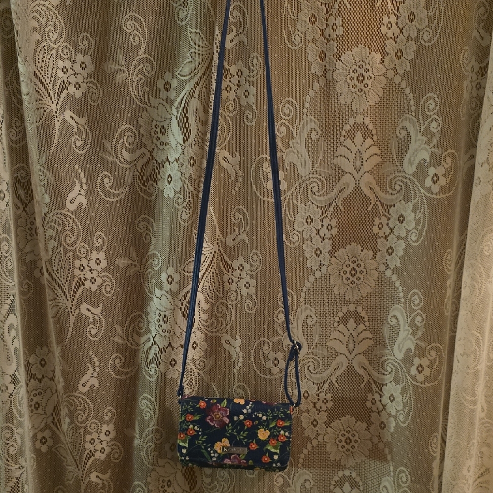 New Koltov Floral Blue Crossbody Small‎ 5x7 Bag